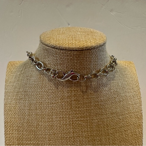 New Lia Sophia InfinitMe Necklace w/ Teal faceted resin stones squares, silver - Picture 7 of 13